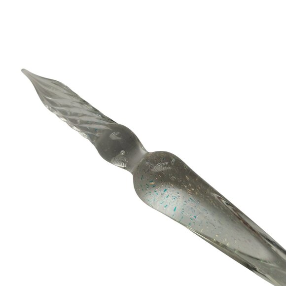 Crystal Glass Dip Fountain Pen With Glass Pen Rest Like New Rainbow Sparkle - Picture 5 of 6